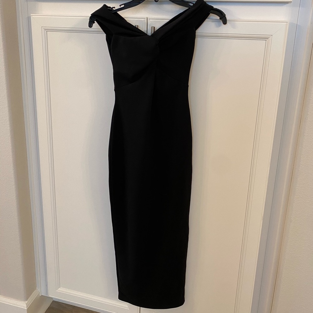 Black Twist Detail Midi Dress sz 0